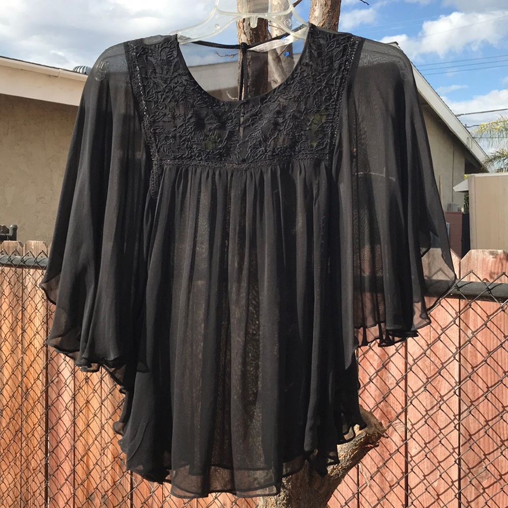 Zara black sheer top.